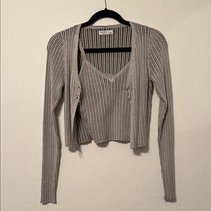 Arizona Jean Company Gray Ribbed Knit Sweater Set